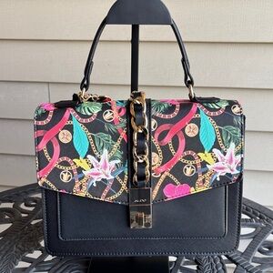 Aldo Black Bag with Vibrant Multicolor Design